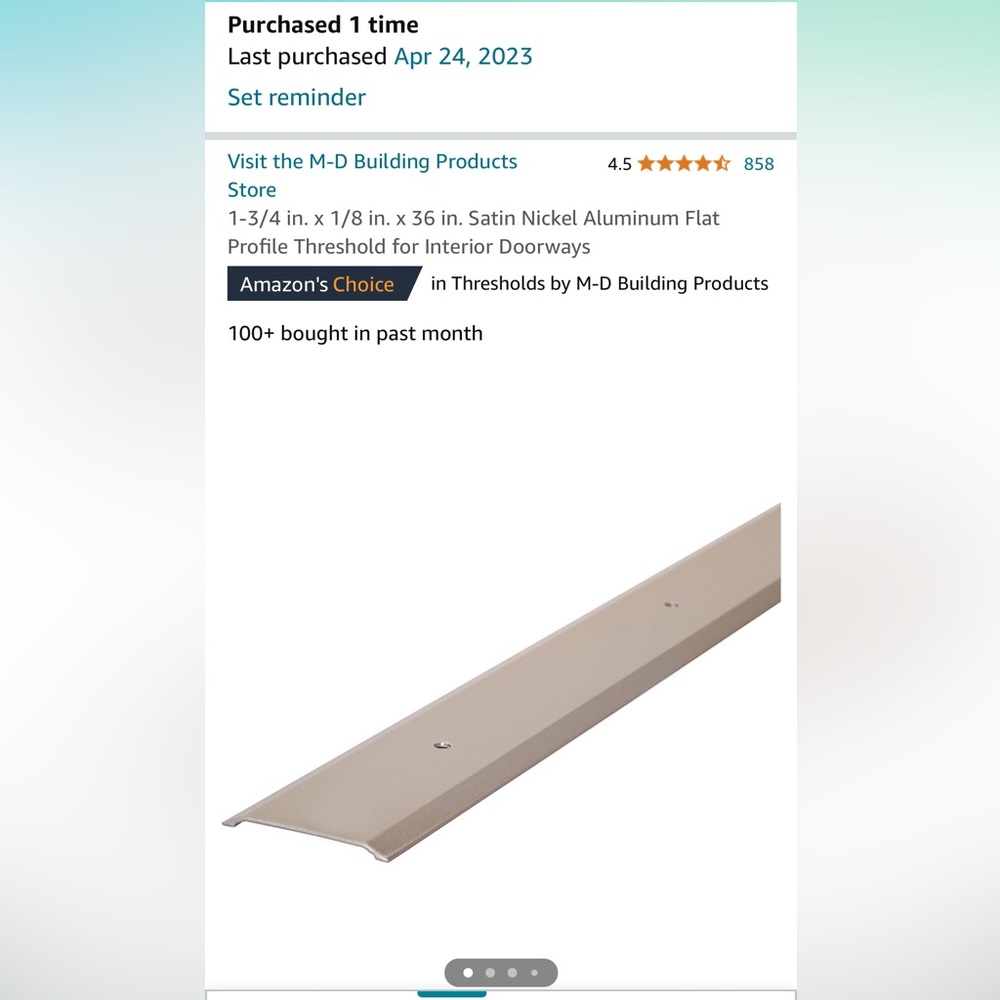 8 MD flat profile satin nickel transitions with nails